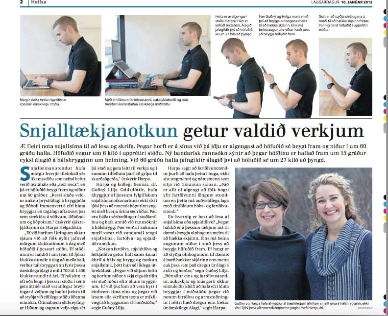 Snjalltækjanotkun og álgsverki í hálsi